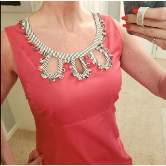 Boden Sheath Applique Keyhole Dress Sleeveless Size 10 - Picture 2 of 15